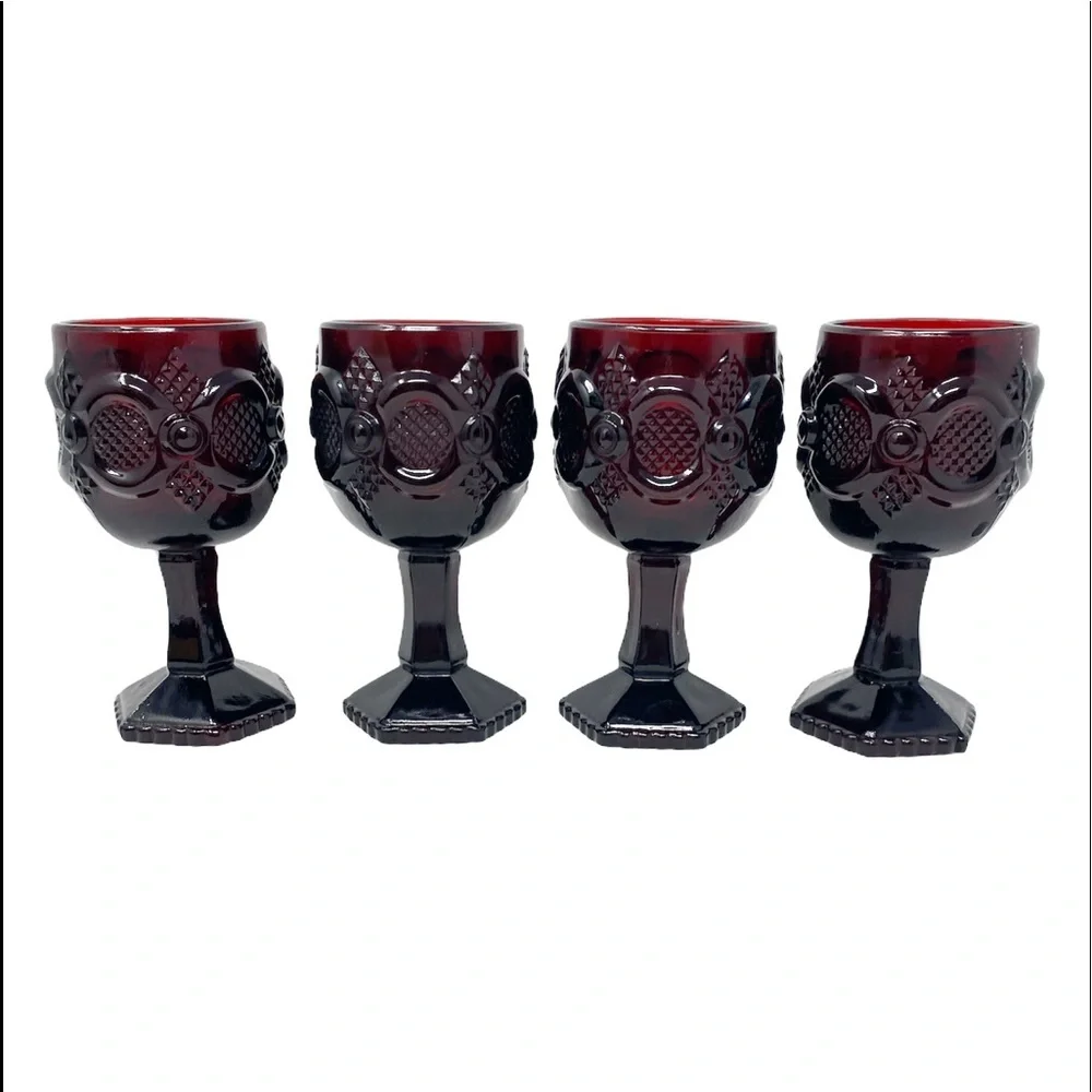 5-pc Avon Cape Cod Ruby Red Small Red Wine Goblets (buy 4 get 1 free)